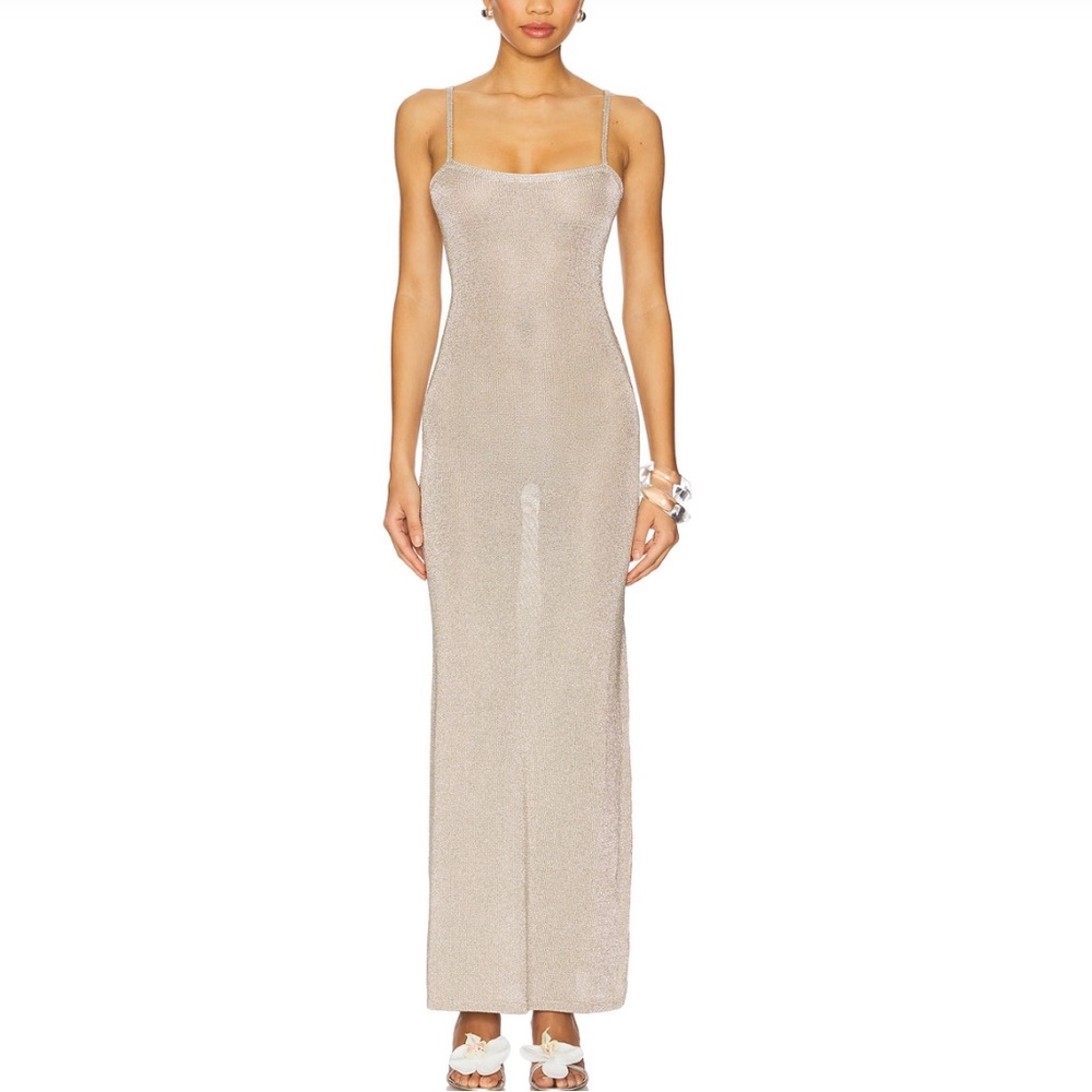 Superdown Dalilah Maxi Dress in Silver Metallic